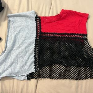 LF crop top with chain and fishnet details! Never worn size M